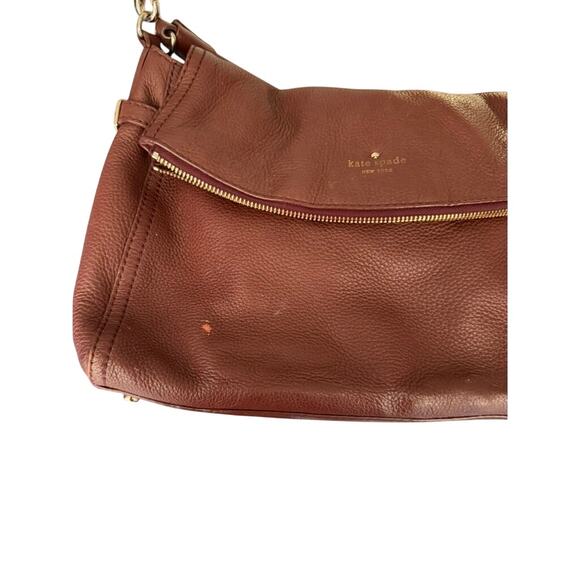 Kate Spade Burgundy Pebbled Leather Shoulder Hobo Bag Soft Slouchy - Picture 11 of 13